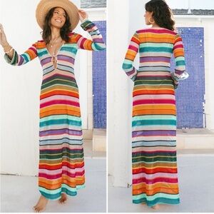 Show Me Your MuMu Multicolor Striped Swim Coverup